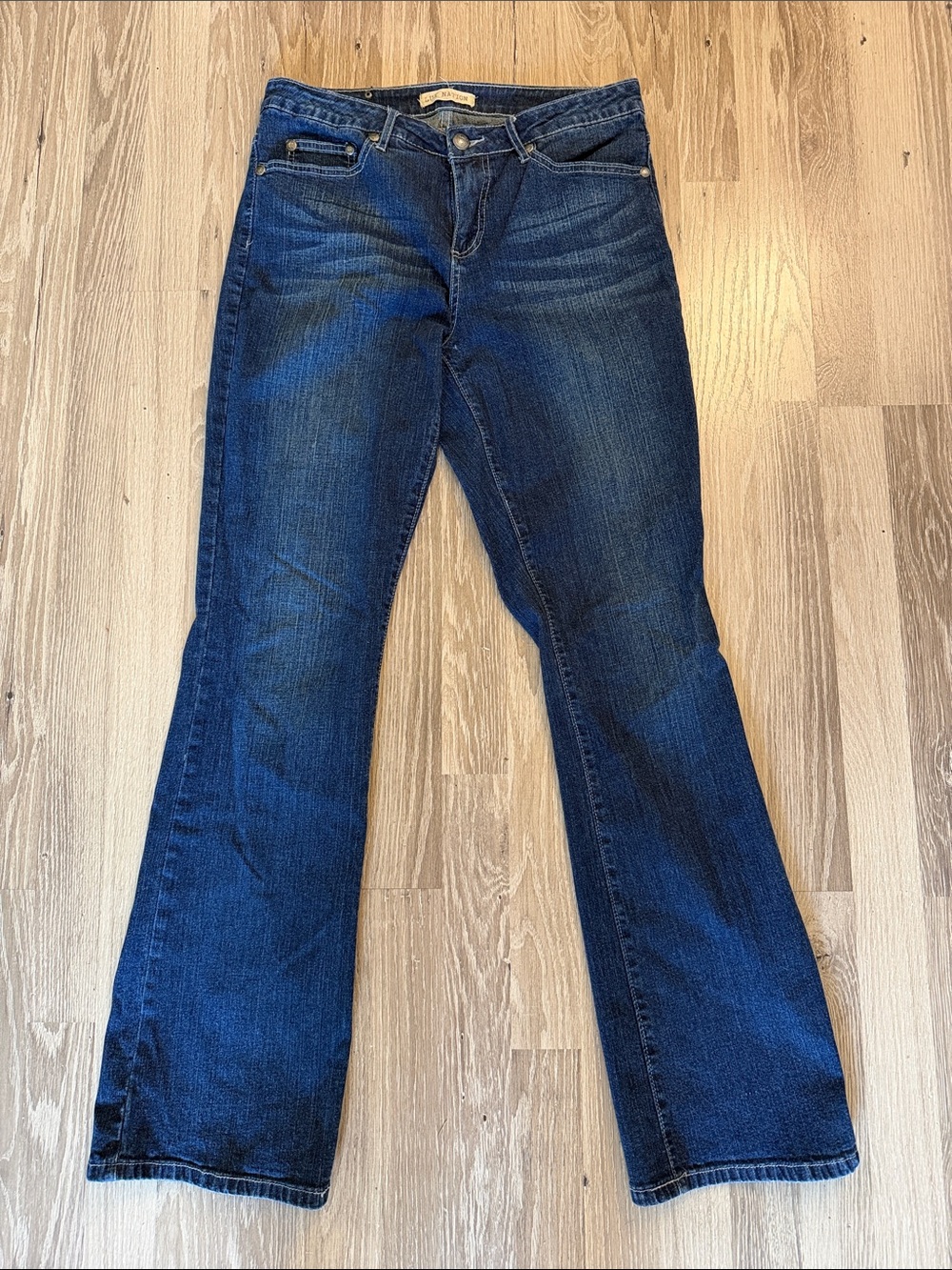 Lux Nation Classic Women's Dark Blue Bootcut Jeans Size 10 Rhinestone Pockets